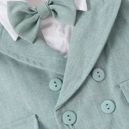 Mark & Mia Half Sleeves Partywear Romper With Bow Solid Colour - Blue & White image 4