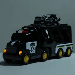 Play Nation 5 In 1 Friction Powered Police Truck Toy Set With Light & Sound - Black image 4