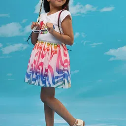 LIL DRAMA Girls Printed Pure Cotton T-shirt with Skirt-picture-17