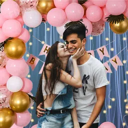 Surprise Decor Pink Birthday Decorations - Pack of 59 Pcs Happy Birthday Banner With Confetti Balloons | Net Cloth & LED | Happy Birthday Decorations for Girls | Birthday Decoration Items image 5