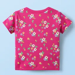 Babyhug 100% Cotton Interlock Knit Front Open Half Sleeves Antibacterial Vests With Floral Print Pack Of 3 - Yellow Pink & White image 5