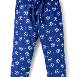 Doodle Poodle Boys 100% Cotton Single Jersey Knit Full Sleeves T-Shirt & Lounge Pant Set with Football Print - Blue image 4