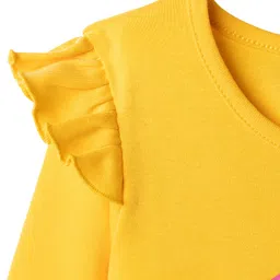 Babyhug 100% Cotton Knit Full Sleeves Onesie With Rainbow & Floral Print - Yellow image 5