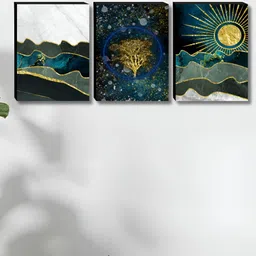 Myntra Elegant Homes Blue & White 3 Pieces Floral & Botanical Wall Art-picture-31