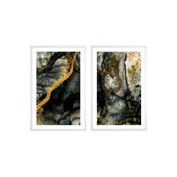 999Store Black & Gold Printed Abstract Wall Painting image 2