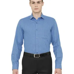 Cavallo By Linen Club Blue Contemporary Fit Shirt-image-58