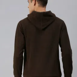 showoffff SHOWOFF Brown Slim Fit Hooded SweatShirt image 2