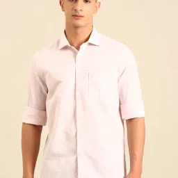 Cavallo by Linen Club Pink Linen Slim Fit Casual Shirt-picture-13