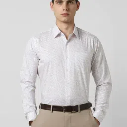 Van Heusen White Cotton Slim Fit Printed Shirt-picture-16