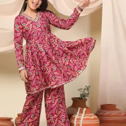 Fashion Dream Girls Dark Pink Printed Kurta and Palazzo-image-61