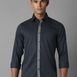 Louis Philippe Men Super Spread Collar Solid Cotton Slim Fit Casual Shirt-picture-23