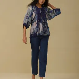 aarke Ritu Kumar Blue Printed Top image 4