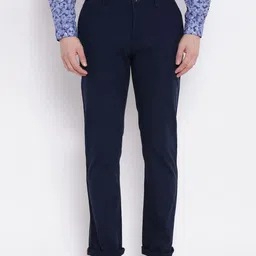 Blackberrys Men Navy Regular Fit Solid Trousers-image-95