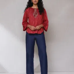 aarke Ritu Kumar Red Embroidered Top image 4