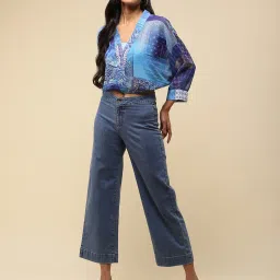 aarke Ritu Kumar Blue Printed Crop Top With Camisole image 4