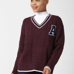 Forever 21 Brown Self Design Sweater-picture-37