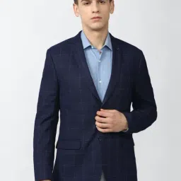 Van Heusen Navy Slim Fit Checks Blazer-picture-35