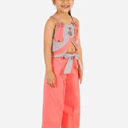 TWISHA Kids Pink & Grey Striped Top Set image 4