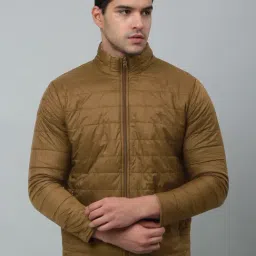 Cantabil Brown & Green Regular Fit Quilted Reversible Jacket-image-99