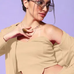 SELVIA Beige Full Sleeves Co-Ords Set image 4