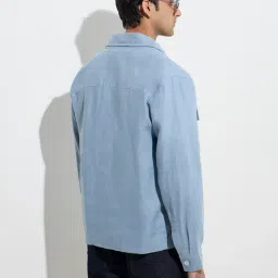 Ascot by Westside Dusty Blue Solid Relaxed-Fit Linen Jacket image 2