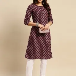 Rangita Maroon Printed Straight Kurta image 4