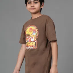 Red Tape Kids Brown Printed T-Shirt image 4