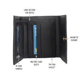 Baggit Black PVC Textured Tri-Fold Wallet image 4