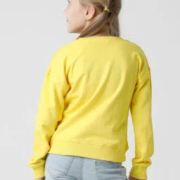 Kate & Oscar Kids Yellow Cotton Printed Full Sleeves Sweatshirt image 4