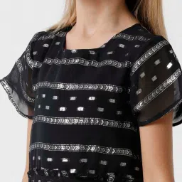 Kate & Oscar Kids Black Cotton Printed Dress image 4