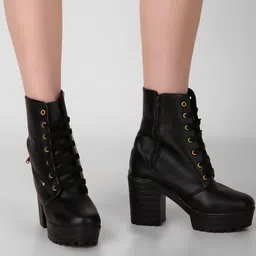 Kliev Paris Women Lace-Up & Zipper Ankle-Length Boots-image-77