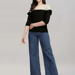 SELVIA Black & Beige Printed Top image 4