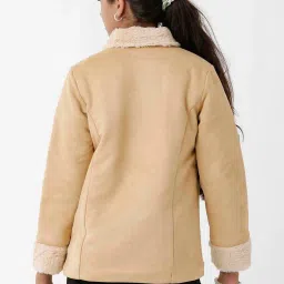 Kate & Oscar Kids Beige Regular Fit Full Sleeves Jacket image 4