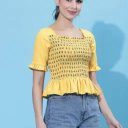SELVIA Yellow Printed Top image 4
