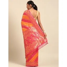 Mohey Mustard Yellow Zari Saree with Blouse Piece image 2