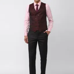 Van Heusen Black Slim Fit Checks Three Piece Suit image 4