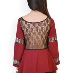Belle Fille Maroon & Black Lace Top image 2