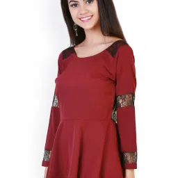 Belle Fille Maroon & Black Lace Top image 3