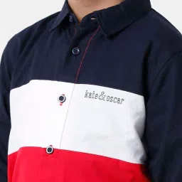 Kate & Oscar Kids Multicolor Cotton Color Block Full Sleeves Shirt image 4