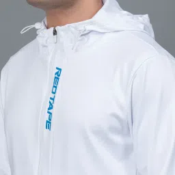 Red Tape White Regular Fit Printed Sports Hooded Jacket image 4
