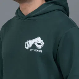 Red Tape Forest Green Regular Fit Graphic Print Hooded Sweatshirt image 4