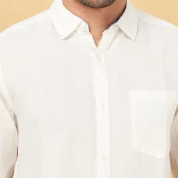 YU by Pantaloons Off White Cotton Slim Fit Shirt image 4