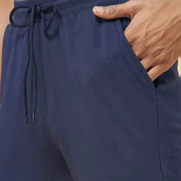 Ajile by Pantaloons Navy Slim Fit Colour Block Joggers image 4