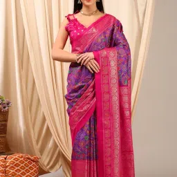 Saree Mall Purple Printed Sarees With Unstitched Blouse-picture-18