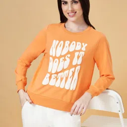 People by Pantaloons Orange Printed Sweatshirt image 4