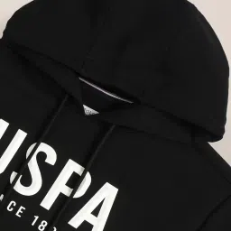 U.S. Polo Assn. Black Cotton Regular Fit Printed Hooded Sweatshirt image 4