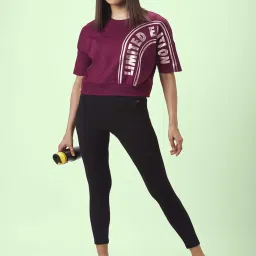 Ajile by Pantaloons Wine Cotton Printed Sports Top image 4
