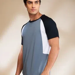 Being Human Blue Regular Fit Colour Block T-Shirt image 3