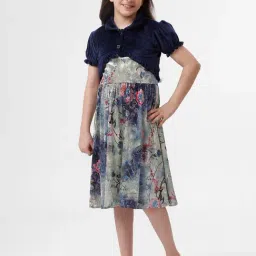 Kate & Oscar Girls Navy Printed Dress-picture-27