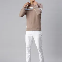 showoffff SHOWOFF Brown Cotton Slim Fit Printed SweatShirt image 5